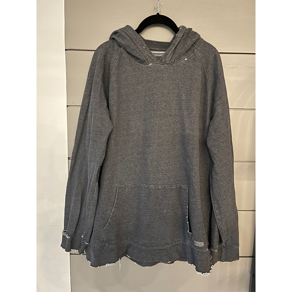 American Eagle Outfitters Men's Distressed‎ Gray Hoodie Sweatshirt L/G/G